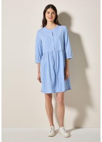 Cecil Damen Sommerkleid, blau, casual, Gr. XL, Nadelstreifen, Web, 65% Baumwolle, 35% Modal, Kleider, mit Rundhalsausschnitt