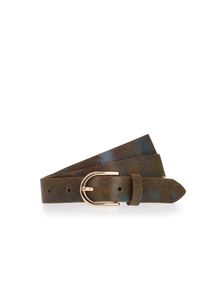 Tamaris Damen Ledergürtelteal, schwarz braun, modisch,elegant, Gr. 110, mehrfarbig, Rindsleder, Gürtel, Glänzende Schließe, 2,5 cm breit