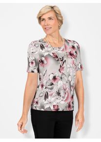 CLASSIC Damen Kurzarmshirt "Shirt", grau, Gr. 38, geblümt, gemustert, mehrfarbig, 95% Viskose, 5% Elasthan, Shirts