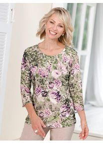 Classic Basics Damen 3/4-Arm-Shirt "Shirt", bunt, Gr. 38, geblümt, gemustert, mehrfarbig, 95% Polyester, 5% Elasthan, Shirts