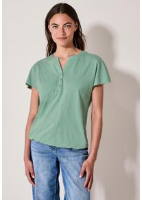 Cecil Damen Tunikashirtmatcha grün, casual, Gr. M, unifarben, Web, 100% Baumwolle, Shirts, aus reiner Baumwolle