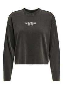 Only Damen Sweatshirt "ONLLUCINDA L/S FLOWERS O-NECK UB SWT"schwarz print:vitamin sea eternal, modisch, Gr. M, bedruckt, Sweatware, Obermaterial: 60%