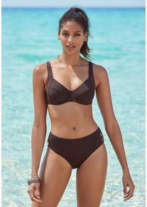 Vivance Damen Bügel-Bikini, braun, Gr. 38, Polyamid, Bikini-Sets, mit goldfarbenen Zierknöpfen