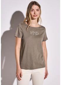 Street One Damen T-Shirt, braun, casual, Gr. 34, bedruckt, Web, Stoff, 50% Baumwolle, 50% Modal, Shirts, schimmernd