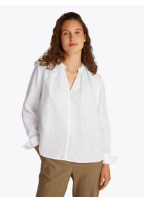 Tommy Hilfiger Damen Klassische Bluse "ESS LINEN V-NECK BLOUSE", weiß, klassisch, Gr. 34, unifarben, Web, Obermaterial: 100% Leinen, Blusen, mit