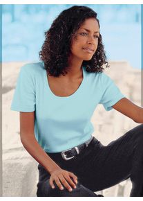 Casual Looks Damen Rundhalsshirt "Shirt", blau, Gr. 36, unifarben, 100% Baumwolle, Shirts