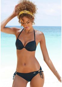 Buffalo Damen Push-Up-Bikini, schwarz, Gr. 34, Strukturmuster, Polyamid, Bikini-Sets, mit modischer Struktur