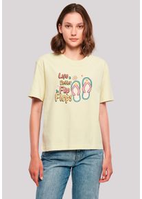 F4NT4STIC Damen T-Shirt "Life Is Better In Flip Flops", gelb, casual, Gr. XS, Obermaterial: 100% Baumwolle, Shirts, Premium Qualität