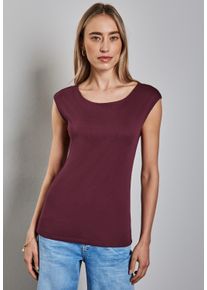 Street One Damen T-Shirt, rot, casual, Gr. 44, unifarben, Web, Stoff, 50% Baumwolle, 50% Modal, Shirts, im soften Baumwoll-Mix