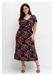 sheego Damen Sommerkleid "Große Größen", schwarz, feminin, Gr. 40, gemustert, Obermaterial: 95% Viskose (LENZING ECOVERO), 5% Elasthan, Kleider, mit