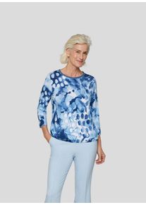 Rabe Damen 3/4-Arm-Shirtdunkel jeans, casual, Gr. 50, bedruckt, Obermaterial: 92% Viskose, 8% Elasthan, Shirts, mit All-Over Print