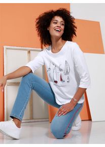 Classic Basics Damen 3/4-Arm-Shirt "Shirt", weiß, Gr. 48, gemustert, mehrfarbig, bedruckt, 100% Baumwolle, Shirts