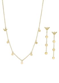 Emporio Armani Damen Ohrring und Ketten Set "LOGO, KREIS, RUND, EGS3064SET", gold, Edelstahl, Schmuck-Sets