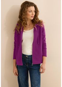Cecil Damen Cardigananemone pink, casual, Gr. M, unifarben, Web, 73% Baumwolle, 19% Polyester, 7% Viskose, 1% Elasthan, Strickjacken, aus Baumwolle