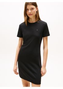 Tommy Hilfiger Damen Shirtkleid "NEW CODY STR SLIM SHORT DRS SS", schwarz, casual, Gr. XXL, unifarben, Jersey, Obermaterial: 100% Baumwolle, Kleider,