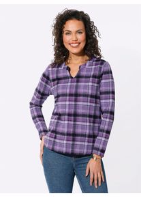 Casual Looks Damen Langarmshirt "Jacquard-Shirt", lila, Gr. 42, gemustert, kariert, mehrfarbig, 77% Polyester, 21% Viskose, 2% Elasthan, Shirts