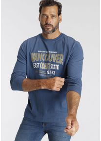 MAN'S WORLD MAN'S WORLD Herren Langarmshirt, blau, casual, Gr. S, bedruckt, Jersey, Obermaterial: 100% Baumwolle, Shirts, Langarm, bedruckt, Rundhalsausschnitt,