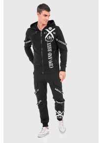 Cipo & Baxx CIPO & BAXX Herren Trainingsanzug "HOMEWEAR", schwarz, casual, Gr. XL, bedruckt, 80% Baumwolle;15% Polyester;5% Elasthan, Sportanzüge, zweiteilig und