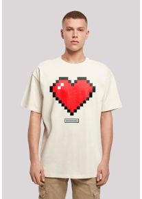 F4NT4STIC Herren T-Shirt "Pixel Herz Good Vibes Happy People", beige, casual, Gr. L, Obermaterial: 100% Baumwolle, Shirts, Print