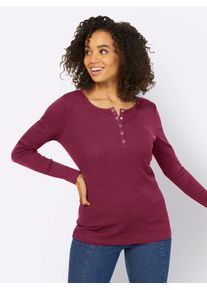 Heine Damen Langarmshirt "Shirt", rot, Gr. 50, unifarben, 95% Baumwolle, 5% Elasthan, Shirts
