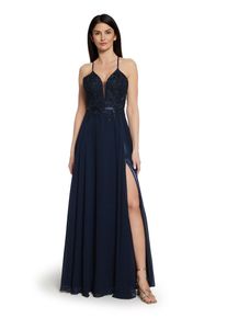 Vera Mont Damen Abendkleid "Vera Mont Abendkleid mit Stickerei", blau, festlich, Gr. 40, Obermaterial: 100% Polyester. Besatz: 100% Polyamid. Futter: