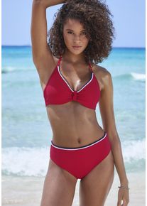 s.Oliver Damen Bikini-Hose "Junis", rot, Gr. 36, unifarben, kontrastfarbene Details, Recycling-Polyamid, Badehosen, mit geflochtenen Details