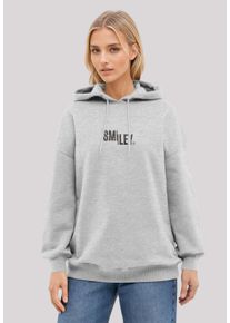 F4NT4STIC Damen Kapuzenpullover "SMILEY", grau, casual, Gr. S, Obermaterial: 80% Baumwolle, 20% Polyester, Pullover, Premium Qualität