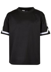 Urban Classics Jungen Kurzarmshirt "Urban Classics Herren Boys Oversized Stripes Mesh Tee", schwarz, casual, Gr. 122, unifarben, 100% Polyester,