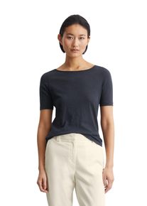 Marc O'Polo MARC O'POLO Damen T-Shirt "mit U-Boot-Ausschnitt", blau, Gr. M, unifarben, Obermaterial: 100% Baumwolle, Shirts