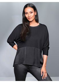 Heine Damen Langarmshirt "Shirt", schwarz, Gr. 50, unifarben, 95% Viskose, 5% Elasthan, Besatz:100% Polyester, Shirts