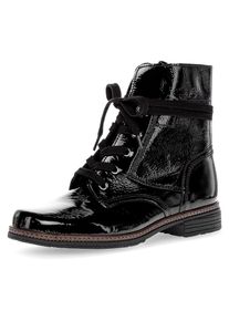 Gabor Damen Schnürstiefelette, Gr. 42, schwarz, Lackleder, glänzend, klassisch, Schuhe, mit Best Fitting für eine komfortable Passform