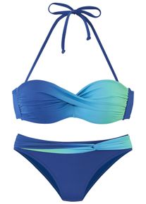 Lascana Damen Bügel-Bandeau-Bikini, blau, Gr. 38, Farbverlauf, Polyamid, Bikini-Sets, im modischen Farbverlauf