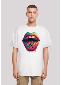 F4NT4STIC Herren T-Shirt "Drooling Lips OVERSIZE TEE", weiß, casual, Gr. S, Obermaterial: 100% Baumwolle, Shirts, Print