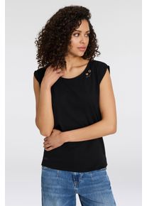 Ragwear Damen Kurzarmshirt "GREETA", schwarz, casual, Gr. XXL, unifarben, Jersey, Obermaterial: 100% Baumwolle, Shirts, großer Rückenausschnitt mit