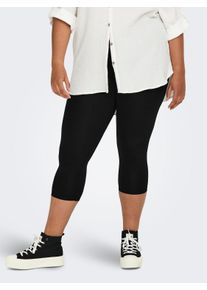 Only CARMAKOMA Damen Caprileggings "CARTIME LIFE CALF LEGGINGS JRS", schwarz, casual, Gr. M, unifarben, Jersey, Obermaterial: 95% Baumwolle, 5%