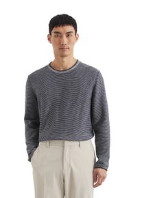Marc O'Polo MARC O'POLO Herren Rundhalspullover "aus Bio-Baumwoll-Leinen-Mix", blau, casual, Gr. S, gestreift, Obermaterial: 88% Baumwolle, 12% Leinen, Pullover