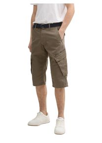Tom Tailor Herren Cargoshorts, grün, casual, Gr. 32, unifarben, Web, Obermaterial: 100% Baumwolle, Hosen, mit Gürtel