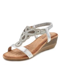 Lascana Damen Sandalette "Sommerschuh", Gr. 42, silber, Obermaterial: 50% Lederimitat, 50% Textilmaterial. Futter: 100% Textilmaterial. Decksohle: