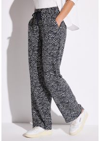 Street One Damen Stoffhose, blau, casual, Gr. 44, gemustert, Stoff, 100% Viskose, Hosen, im Loose Fit