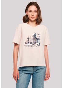 F4NT4STIC Damen T-Shirt "Skelett Liebesbrief Valentinstag", pink, casual, Gr. XS, Obermaterial: 100% Baumwolle, Shirts, Premium Qualität