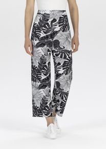 Stehmann Damen 7/8-Hose, schwarz, casual, Gr. 48, geblümt, bedruckt, Web, Obermaterial: 97% Polyester, 3% Elasthan, Hosen, mit floralem Muster