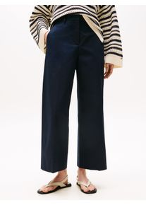 Tommy Hilfiger Damen Chinohose "COTTON WIDE LEG ANKLE CHINO PANT", blau, casual, Gr. 44, unifarben, Web, Obermaterial: 65% Baumwolle, 33% Lyocell, 2%