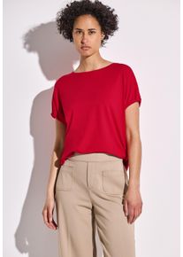 Street One Damen T-Shirt, rot, casual, Gr. 44, unifarben, Stoff, 96% Viskose, 4% Elasthan, Shirts, mit U-Boot-Ausschnitt