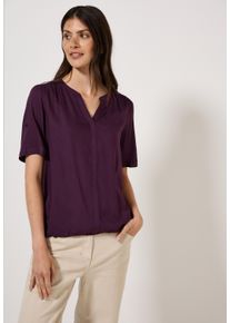 Cecil Damen Kurzarmbluse, lila, casual, Gr. XL, unifarben, Stoff, 100% Viskose, Blusen, mit Elastiksaum