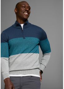 MAN'S WORLD MAN'S WORLD Herren Troyer "Bis Größe 5 XL", blau, casual, Gr. M, colorblocking, Strick, Obermaterial: 50% Baumwolle, 50% Polyacryl, Pullover, mit