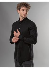 TRIGEMA Herren Poloshirt "TRIGEMA Business-Hemd aus DELUXE-Single-Jersey", schwarz, casual, Gr. L, 100% Baumwolle, Shirts