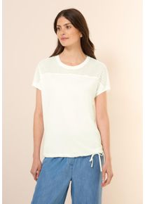 Cecil Damen T-Shirt, weiß, casual, Gr. M, unifarben, Web, Stoff, 50% Baumwolle, 50% Modal, Shirts, mit Tunnelzug am Saum