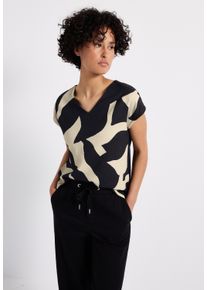 Street One Damen T-Shirt, grau, casual, Gr. 40, bedruckt, Jersey, Obermaterial: 95% Viskose, 5% Elasthan, Shirts, im Struktur-Mix und mit grafischem
