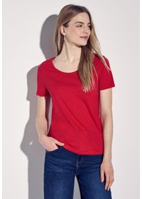 Street One Damen V-Shirt, rot, casual, Gr. 46, unifarben, Web, Stoff, 50% Baumwolle, 50% Modal, Shirts, mit V-Ausschnitt