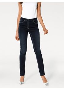 Heine Damen Stretch-Jeans, blau, Gr. 25, unifarben, 58% Baumwolle, 27% Polyester, 14% Viskose, 1% Elasthan, Miedereinsatz:15% Elasthan, 85% Polyamid,